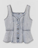 Peplum Denim Top - Light Wash