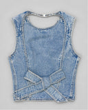 Backless Denim Top - Light Wash