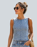 Backless Denim Top - Light Wash