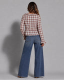 Plaid Ruffle V-Neck Top