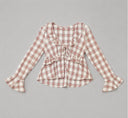 Plaid Ruffle V-Neck Top