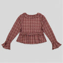 Plaid Ruffle V-Neck Top