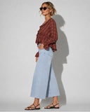 Plaid Ruffle V-Neck Top
