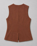 Suede High Neck Suit Vest - Chocolate