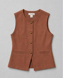 Suede High Neck Suit Vest - Chocolate