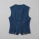 High Neck Denim Vest - Rinse