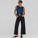 High Neck Denim Vest - Rinse