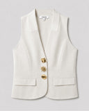 Gold Mixed Button Vest - Crème