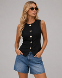 Satin Gold Button Vest