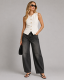 Satin Gold Button Vest