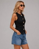 Satin Gold Button Vest