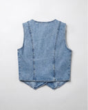 Cargo Denim Vest - Light Wash