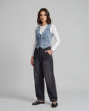 Cargo Denim Vest - Light Wash
