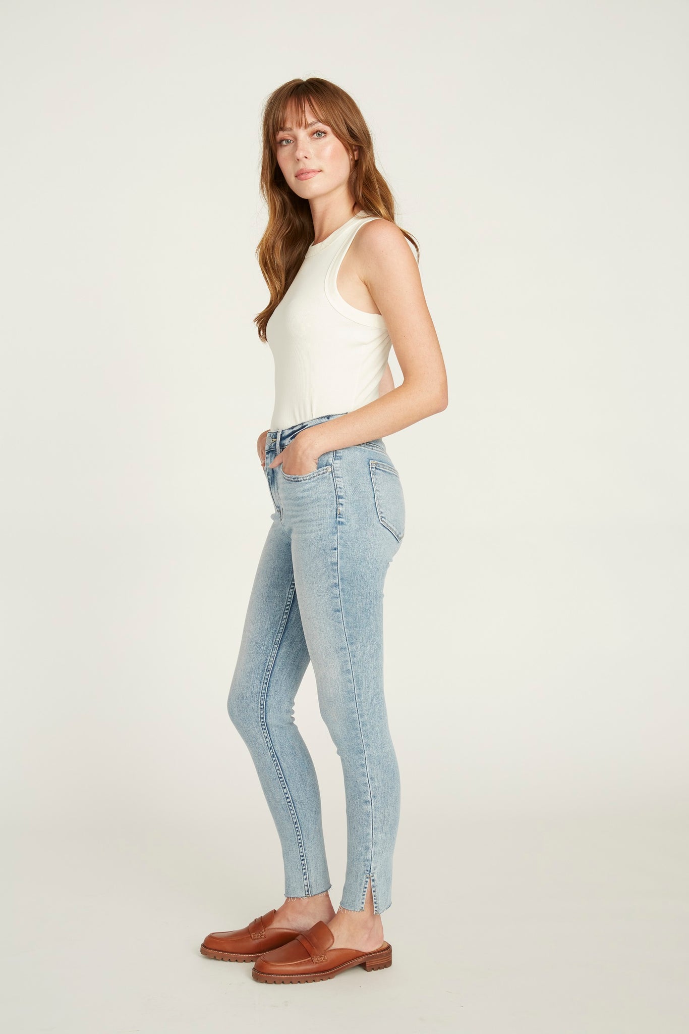 Load image into Gallery viewer, Ace Slit Hem High Rise Skinny - Light
