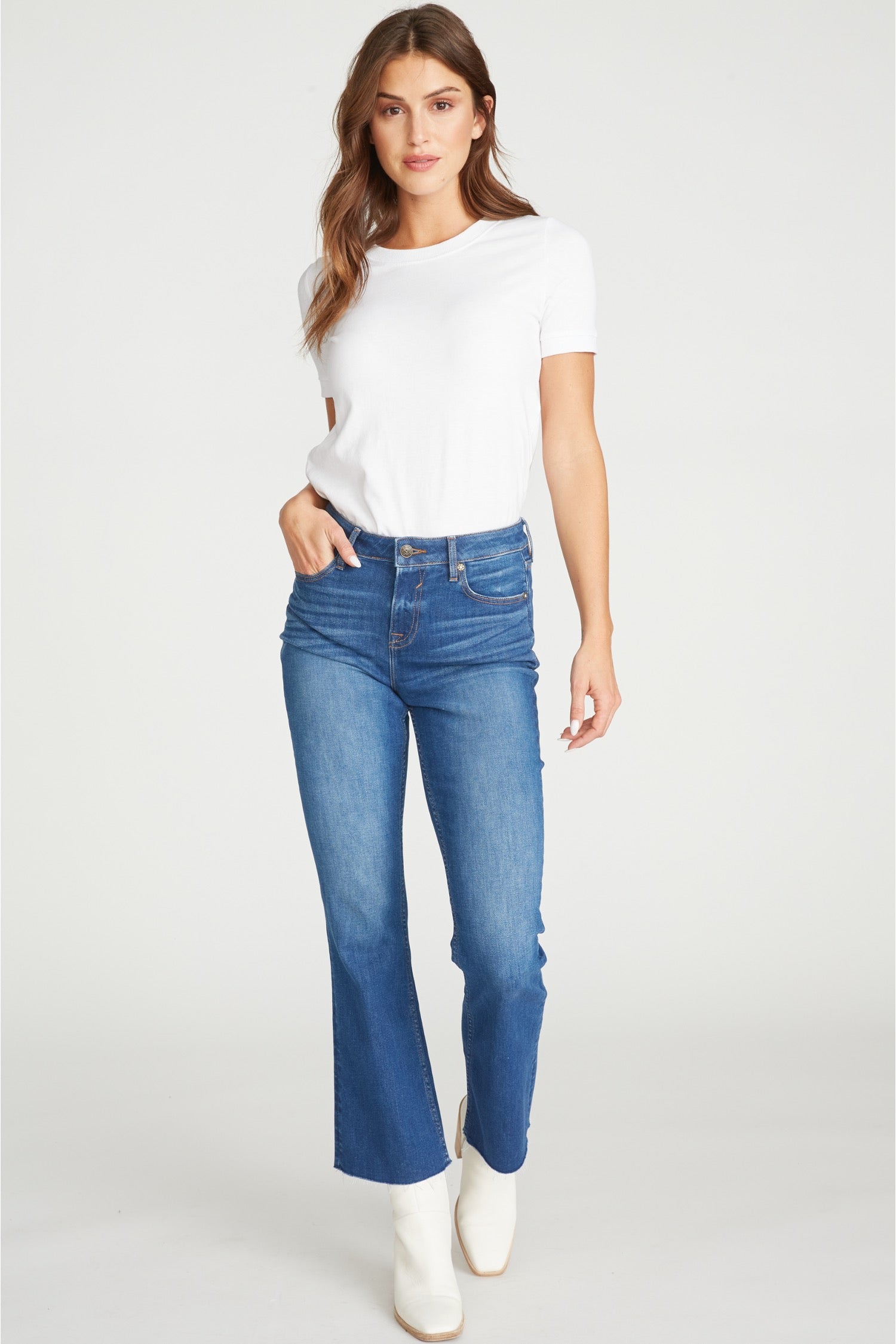 Marley Mid Rise Crop Bootcut -  Med Wash