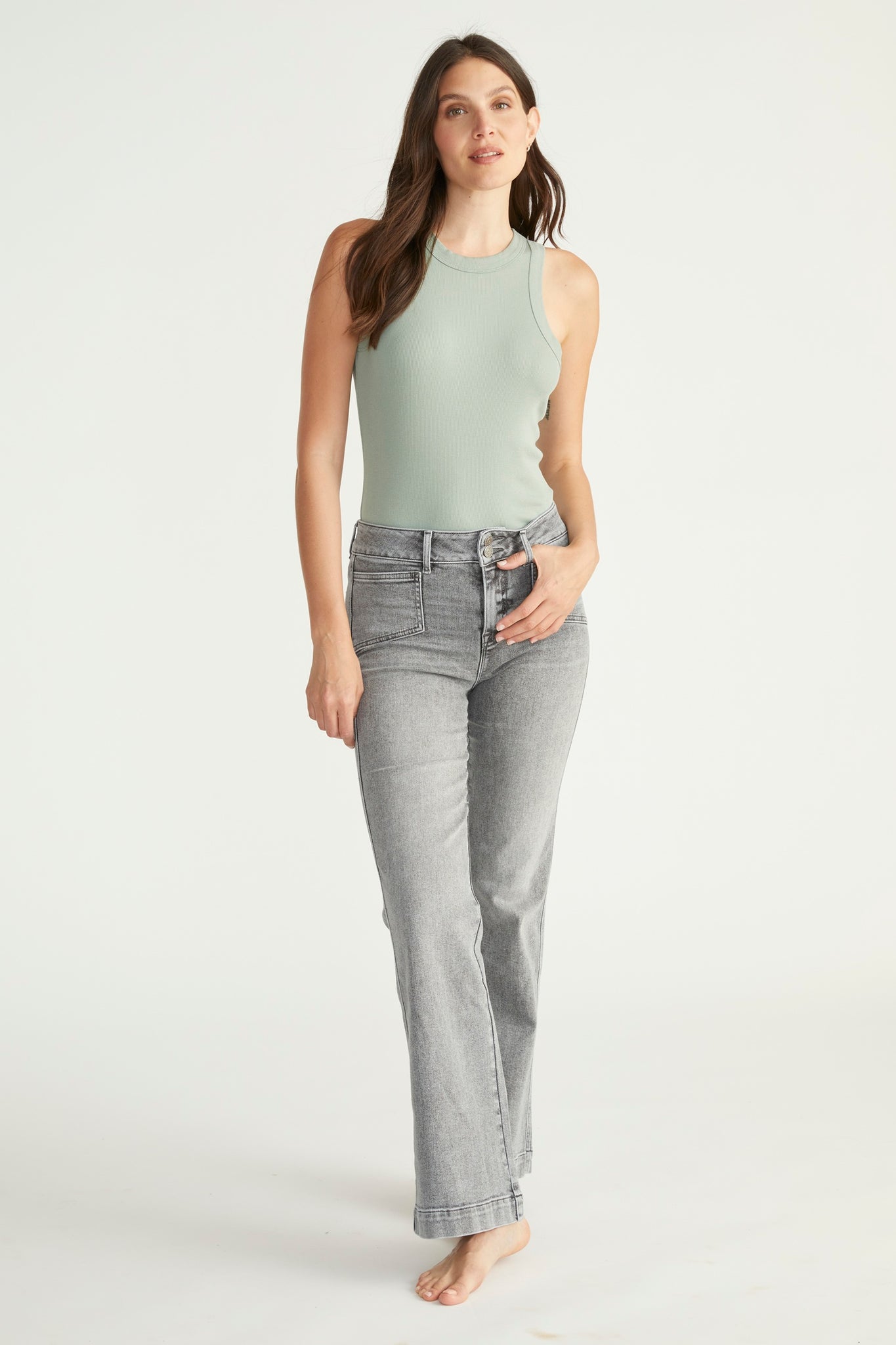 Load image into Gallery viewer, MALIA PATCH POCKET FLARE - GREY
