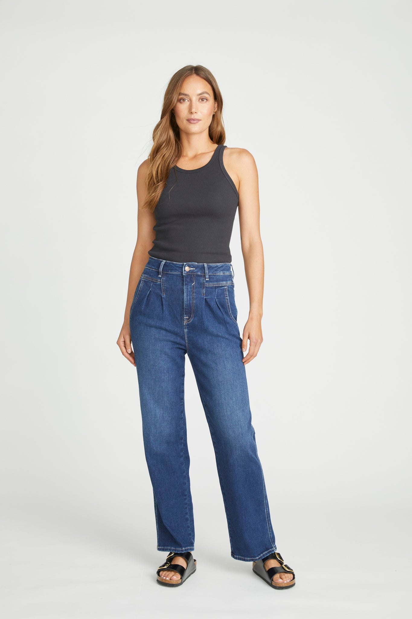 Load image into Gallery viewer, Pleated Trouser Straight - Dark
