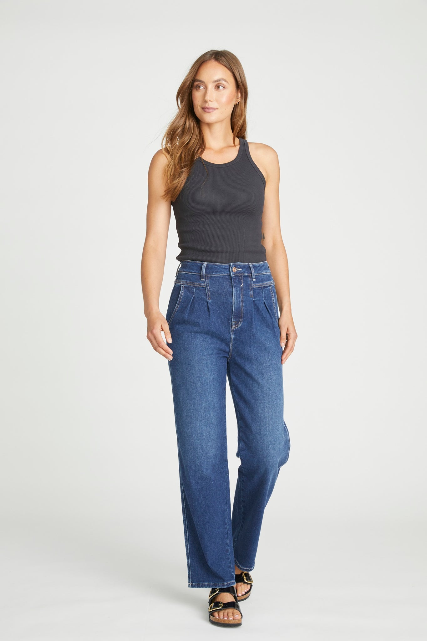 Load image into Gallery viewer, Pleated Trouser Straight - Dark
