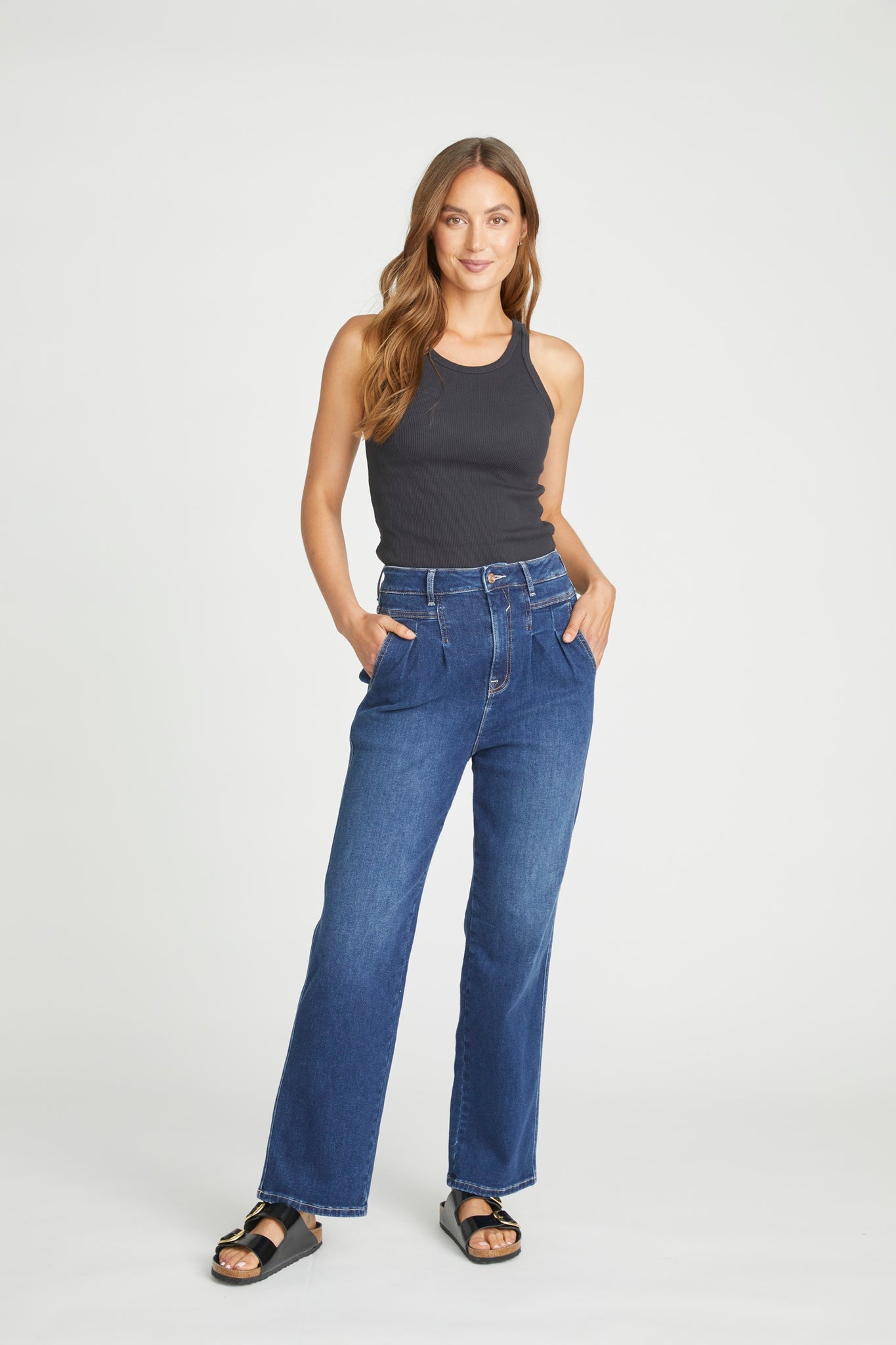 Load image into Gallery viewer, Pleated Trouser Straight - Dark
