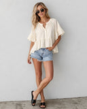 Ruffle Hi Lo Top - Crème