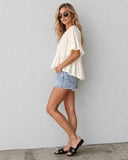 Ruffle Hi Lo Top - Crème