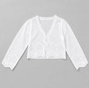 Eyelet Tie Front Top - White