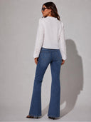 Eyelet Tie Front Top - White