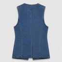 High Neck Denim Suit Vest