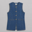 High Neck Denim Suit Vest