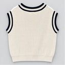 Tipped Cable Sweater Vest - Crème/Navy