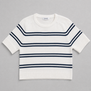 Short Sleeve Nautical Sweater -Creme/Navy