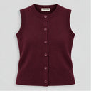 Button Sweater Vest -Aubergine