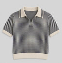 Collared Stripe Sweater - Crème/Navy