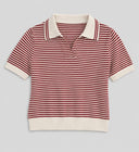 Collared Stripe Sweater - Crème/Red