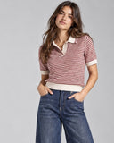 Collared Stripe Sweater - Crème/Red