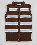 Stripe Button Sweater Vest - Chocolate