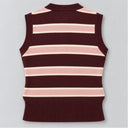 Stripe Button Sweater Vest - Aubergine