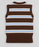 Stripe Button Sweater Vest - Chocolate