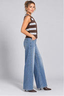 Stripe Button Sweater Vest - Chocolate