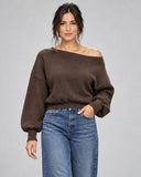 Off The Shoulder Sweater - Dark Chocolate