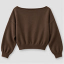 Off The Shoulder Sweater - Dark Chocolate