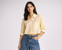 Pinstripe Crop Button Up Top