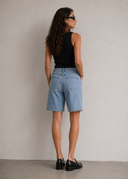 Belted Clean Hem Bermuda - Light Wash