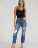 STEVIE CROP STRAIGHT LEG - DARK WASH