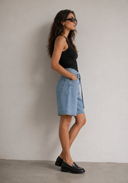 Belted Clean Hem Bermuda - Light Wash