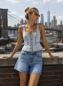 Peplum Denim Top - Light Wash