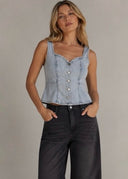 Peplum Denim Top - Light Wash