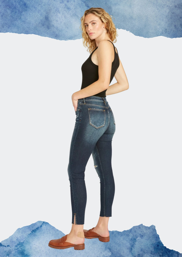 Vigoss Women's Mid Straight Vintage V-Pocket Denim Jeans