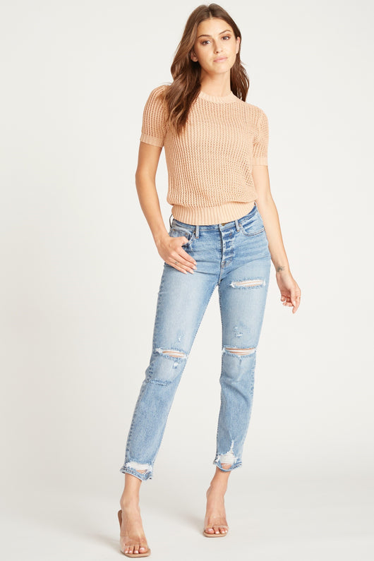 FRANKIE HIGH RISE SLIM STRAIGHT LEG - MEDIUM WASH – VIGOSS USA
