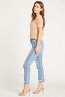 FRANKIE HIGH RISE SLIM STRAIGHT LEG - MEDIUM WASH